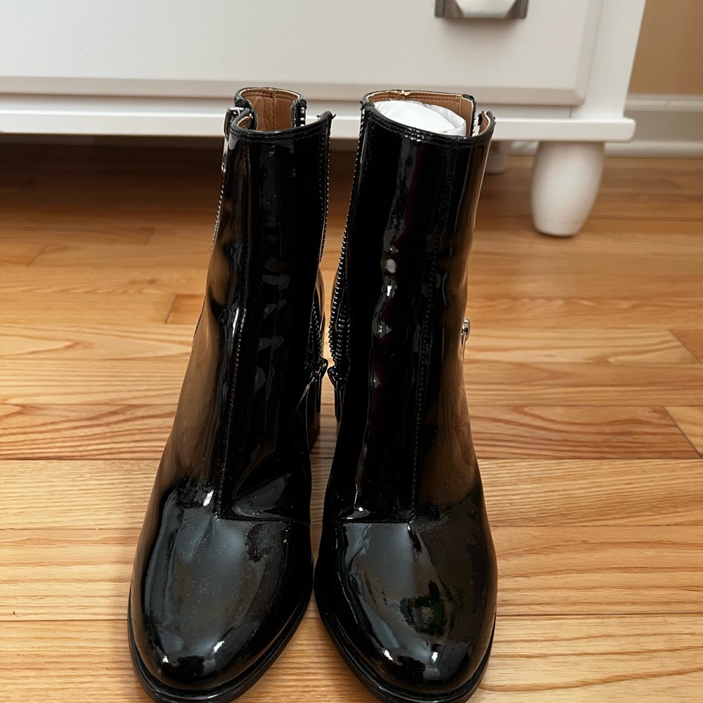 Calvin Klein Glossy Black Ankle Boots
